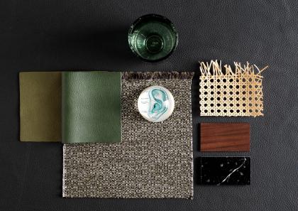 Moodboard-Materialien des Patti-Sessels – BertO