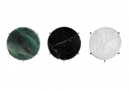 Nachttisch Roi mit Platte aus Smaragdquarz sowie Marquina- und Carrara-Marmor