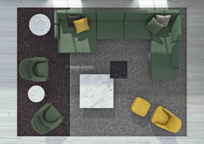 Dee Dee modulare Sofakomposition aus grünem Stoff mit Halbinsel big - BertO
