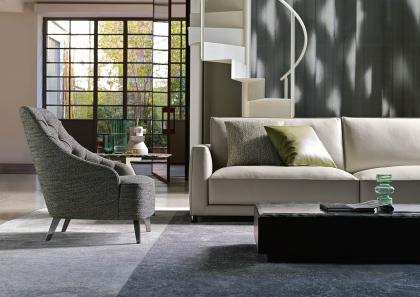 Kapitonierter Sessel Emilia mit linearem Sofa Time Break - BertO