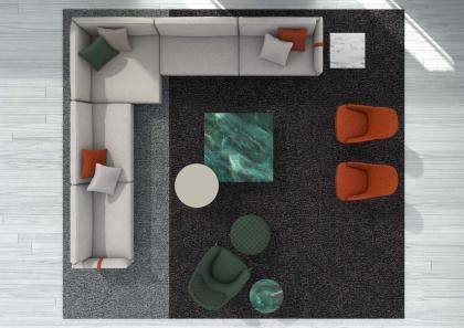 Modernes Ambiente mit Couchtisch Riff aus Smaragdquarzite - BertO