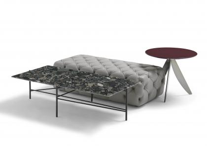 Couchtisch Riff mit Platte aus marmor Marinace Black, Triptychon mit Pouf und Circus - BertO