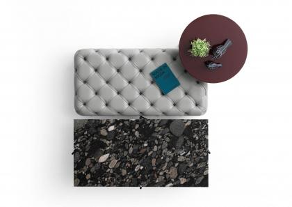 Circus lackierter Couchtisch mit Granit Riff und Pouf Marinace Black - BertO