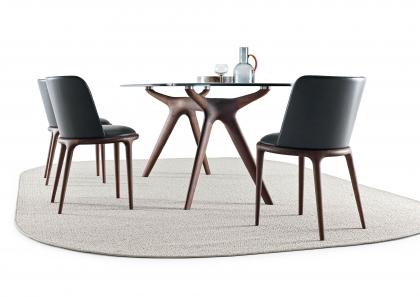 Joan eleganter moderner Stuhl aus Leder und Nussbaum Canaletto - BertO
