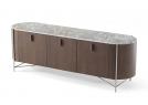 Moderne Anrichte aus Holz Hilly, Dark Oil Canaletto-Walnuss-Finish mit tiefgrauer Marmorplatte – BertO