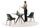 Runder Tisch Stiv aus Canaletto-Nussbaum mit Dark-Oil-Finish und Glasplatte – BertO