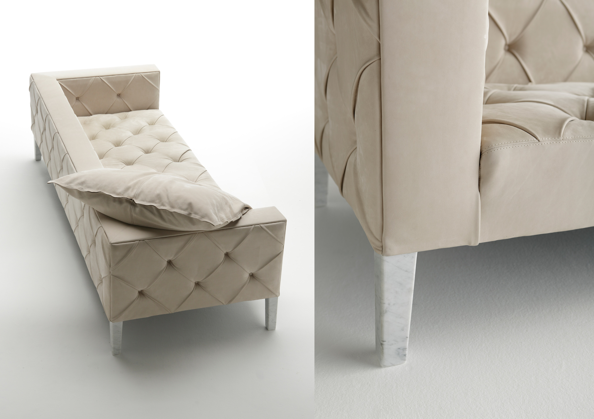 Ledersofa modernes DivanoxManagua mit Füssen aus Carrara Marmor - Berto