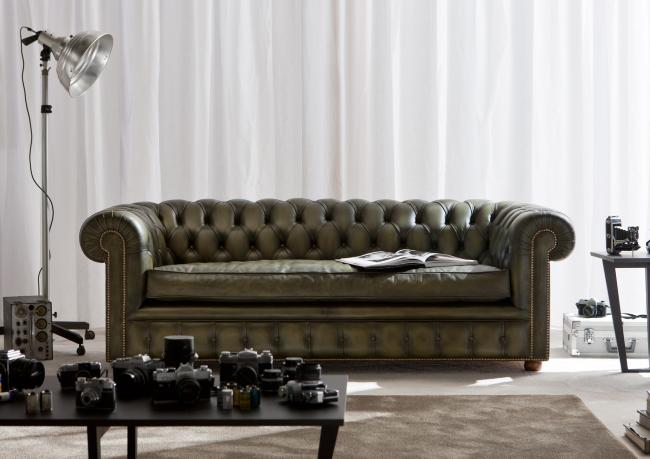 Ledersofa Richmond - 3 sitzer cm L.217 x T.90 x H.72