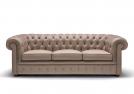 Chesterfield-Sofa aus weißem Leder - 3 sitzer cm L.217 x T.90 x H.72