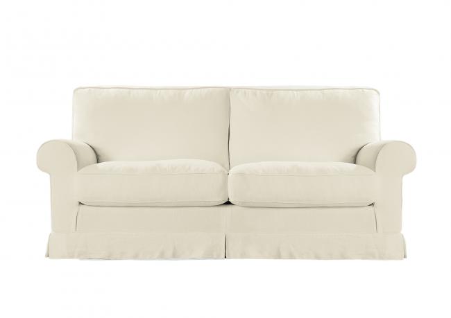 Leinen Sofa College mit hoher Rückenlehne - 2 sitzer maxi - Natural weiß