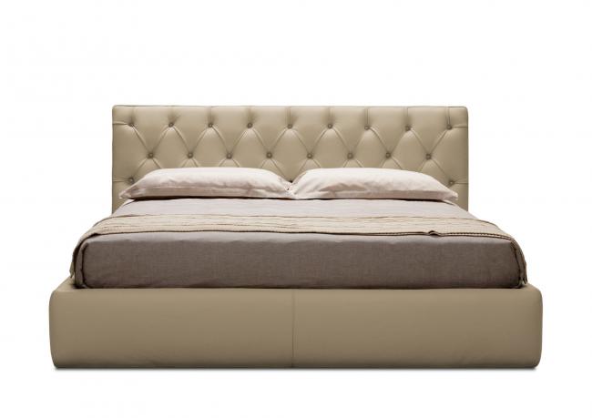 Tribeca leder bett mit Kopfteil mit Capitonne-Verarbeitung - BertO Shop