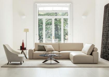 Johnny Sofa mit Chaise Longue aus Leder - BertO