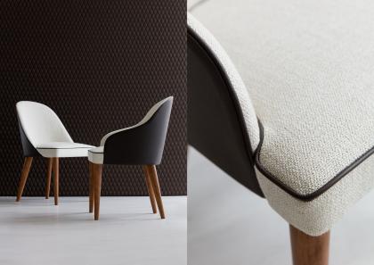 Stuhl Judy aus Leder und Stoff