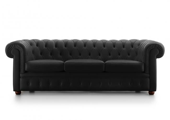 Chester sofa aus schwarzem Leder - BertO Outlet