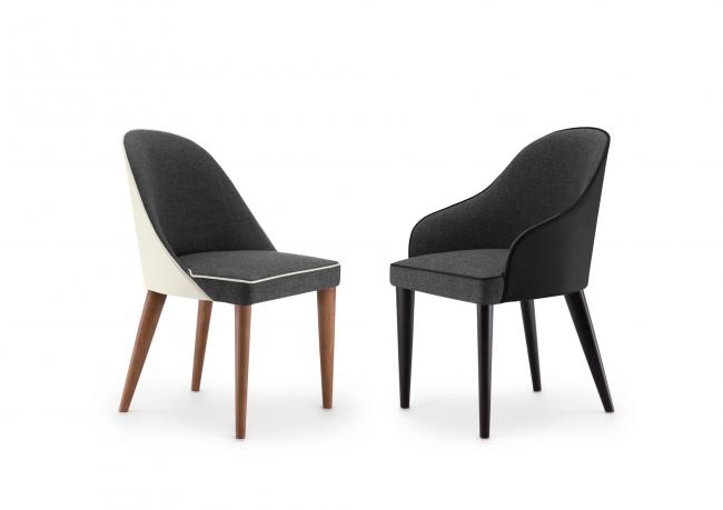 Moderner Stuhl aus Leder un Stoff - Berto Shop