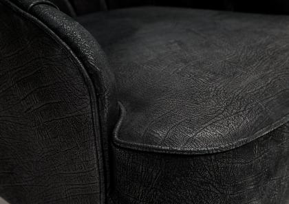 Bezug aus gedrucktem, schwarzem Nabukleder mit „Vintage“ Matteffekt - Sessel Vanessa BertO #BertoLive