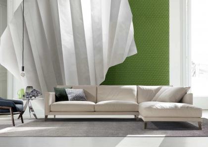 Ledersofa mit Chaiselongue Time Break - cm L.318 x P.252 x H.85 - BertO 