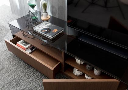 TV-Möbel mit Platte aus Glas - cm L.200 x T.50 x H.43 - Berto Salotti