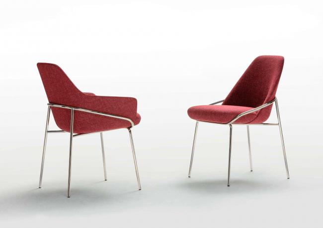 Set rote Jackie Stühle mit Armlehnen und ohne Armlehnen - Berto Outlet