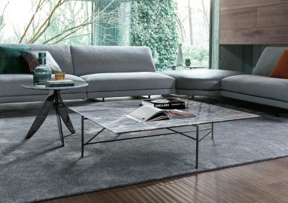 Dee Dee Sofa Bouclè  mit Leder-puff - BertO