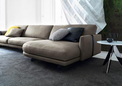 Detail der runden Chaiselongue des Dee Dee-Sofas mit feinem Leder Douglas